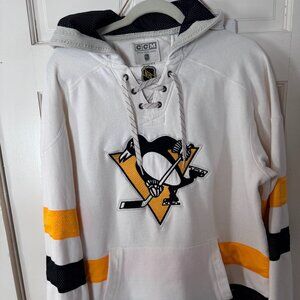 NHL vintage CCM Pittsburgh Penguins, lace up pullover hoodie Sz Large